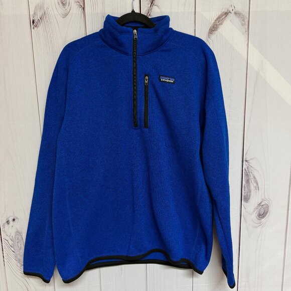 Patagonia Men’s Better Sweater 1/4 Zip Pullover Large Blue Fleece – Elastic Logo - Picture 1 of 9